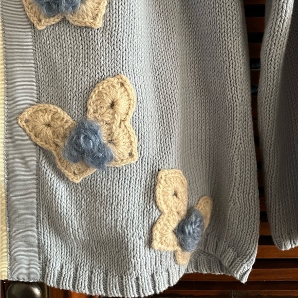 BABY BLUE CARDIGAN SWEATER ANTHROPOLOGIE SIZE MEDIUM - Picture 4 of 5